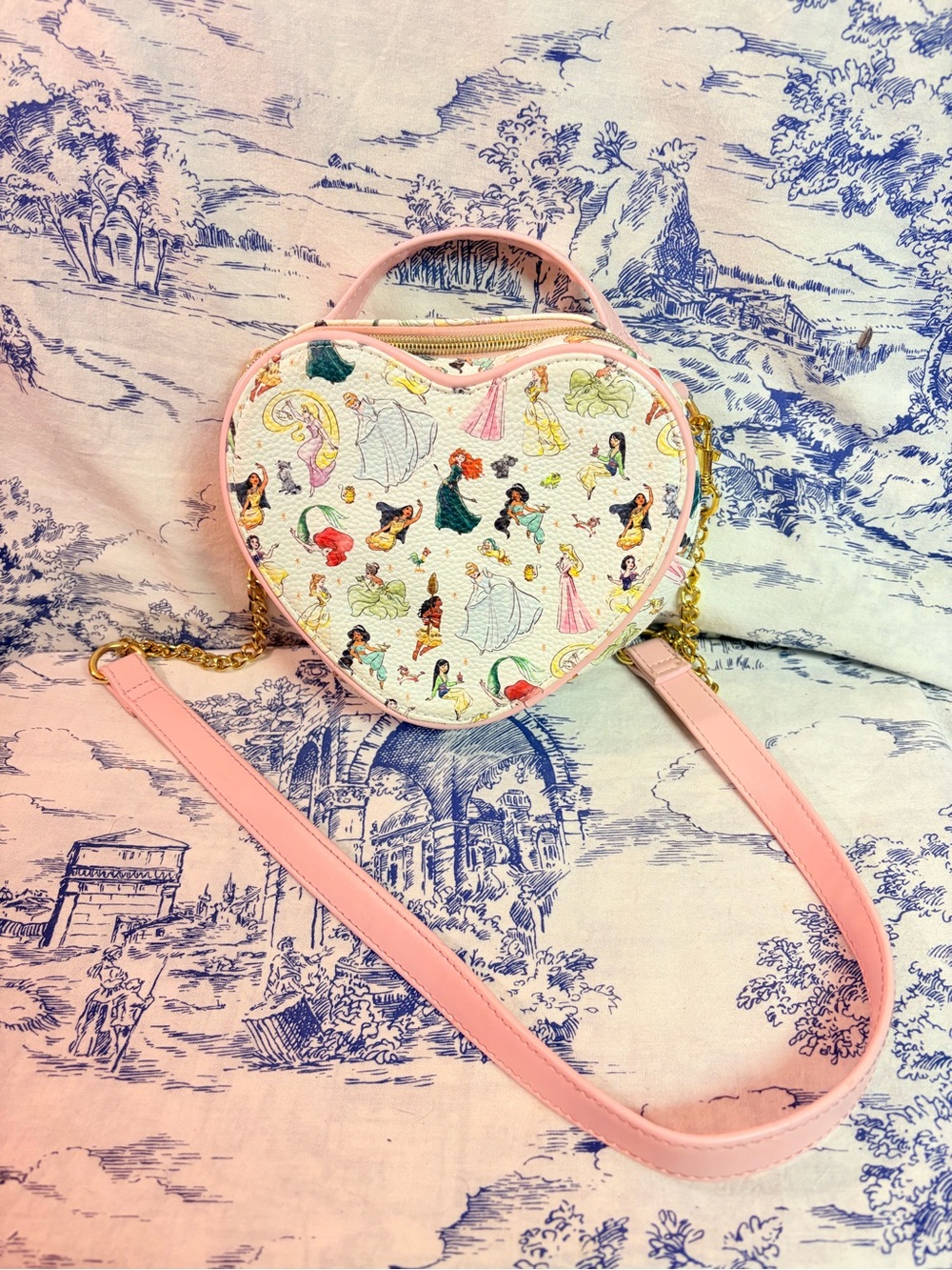 Disney Princess Leather-like Heart-shaped Purse With Strap